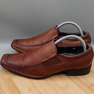 *STEVE MADDEN Dress Shoes Mens‎ 8.5 Falconn Brown Leather Square Toe Slip On